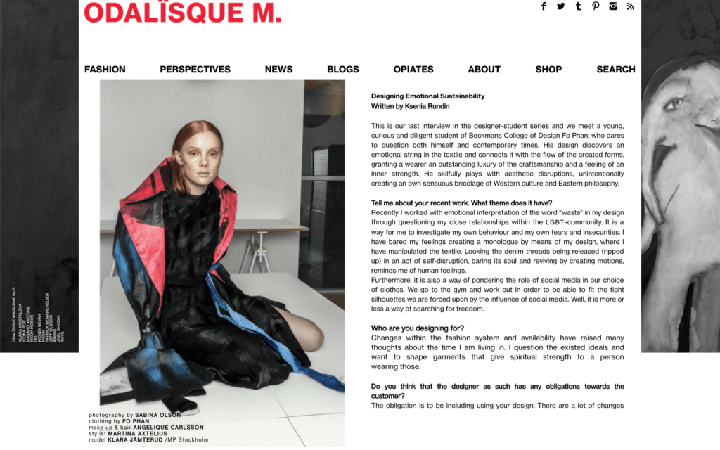 ODALISQUE INTERVIEW Editorial - Designing Emotional Sustainability